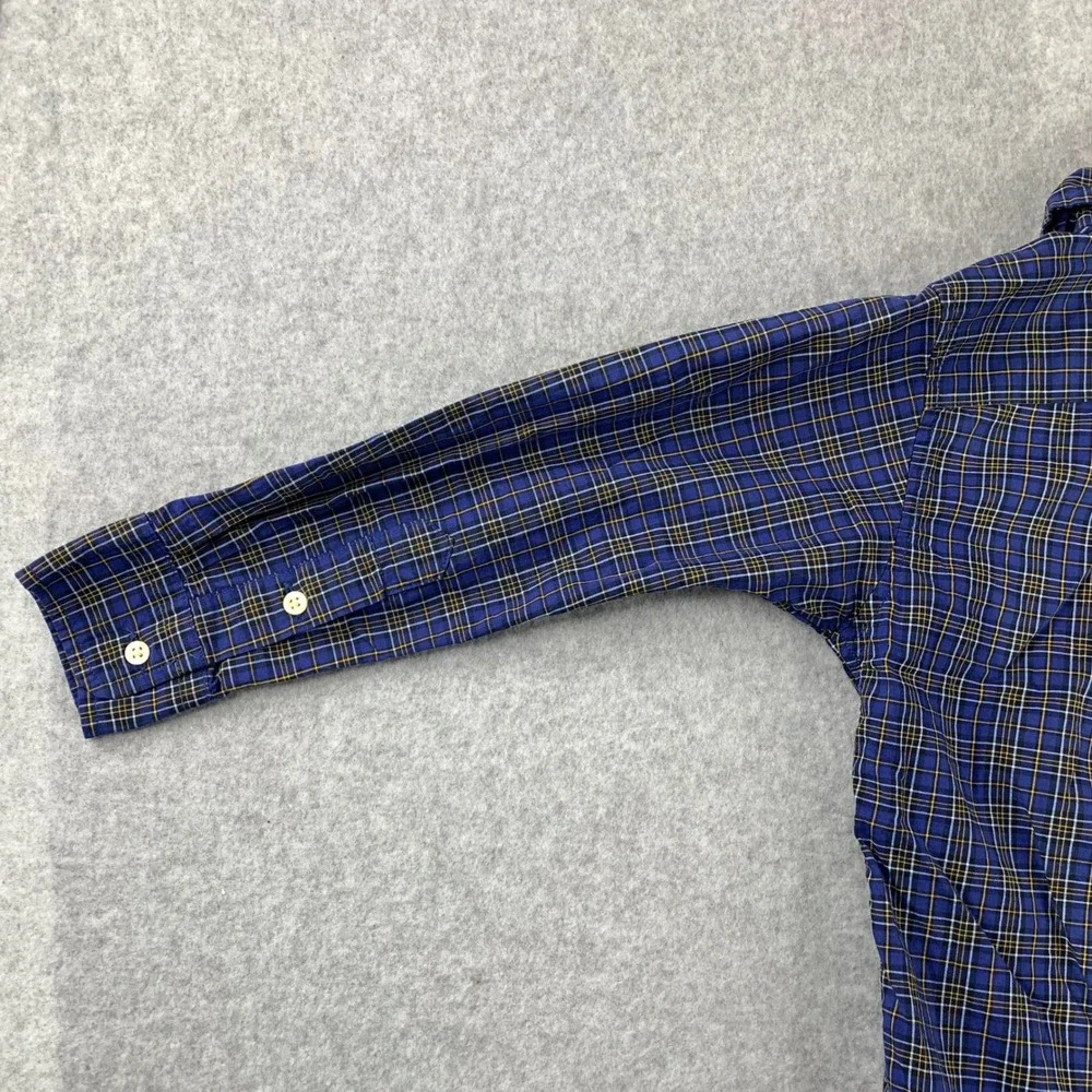 Ralph Lauren Button Down Shirt Boys‎ 4 Blue Plaid Long Sleeve Cotton Pony Logo